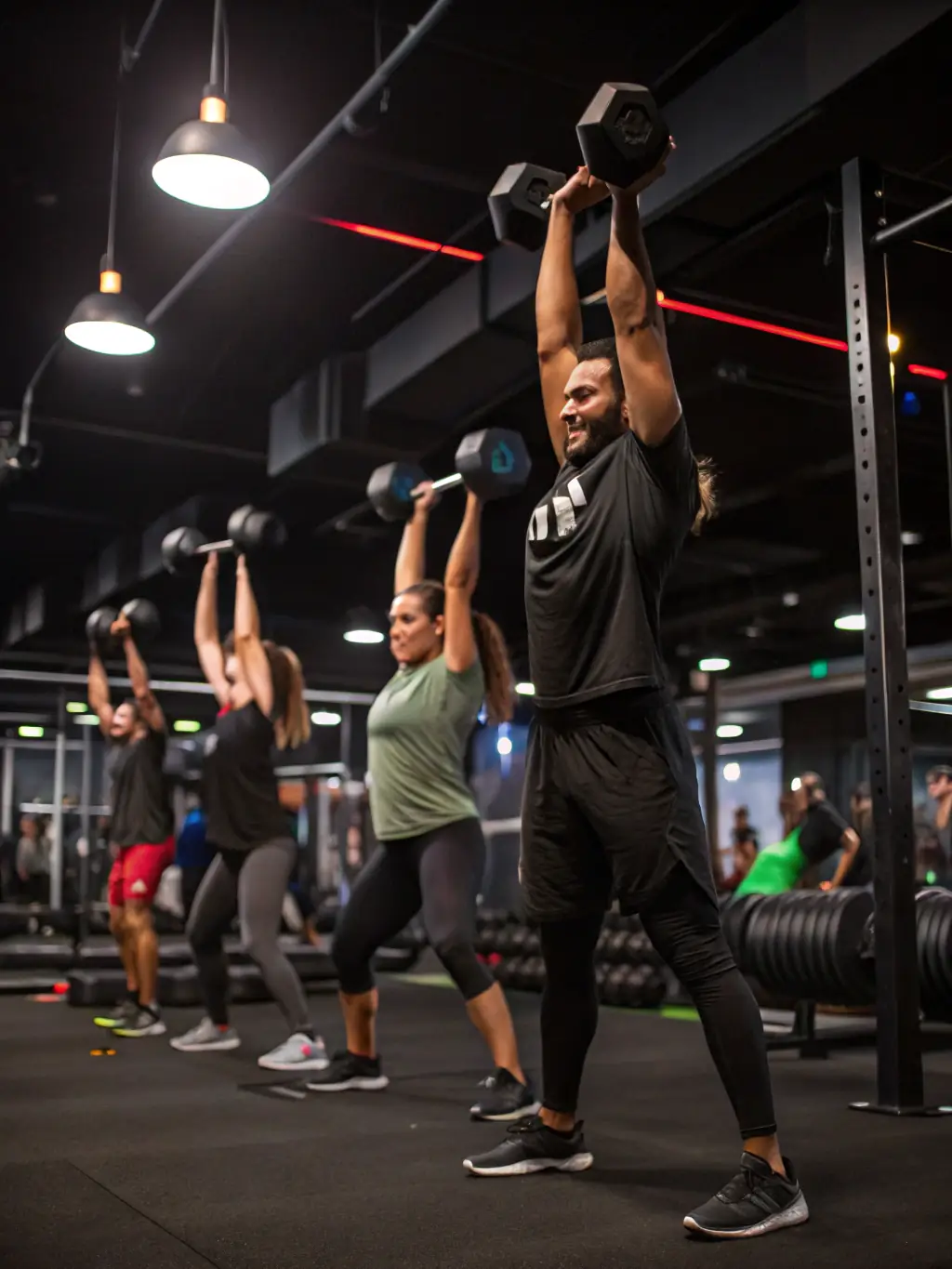 Participants engaged in a CrossFit workout at Be Fit, performing various exercises such as weightlifting, gymnastics, and metabolic conditioning, demonstrating the intensity and versatility of the program.